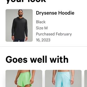 Lulu - men's sz med - drysense black hoodie. Great cond.  thick tshirt weight.